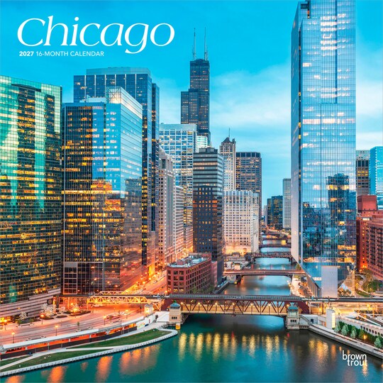 BrownTrout; Chicago | 2027 12 x 24 Inch (Hanging) Monthly Square Wall Calendar | Plastic-Free; Category:Wall Calendars; Image:1